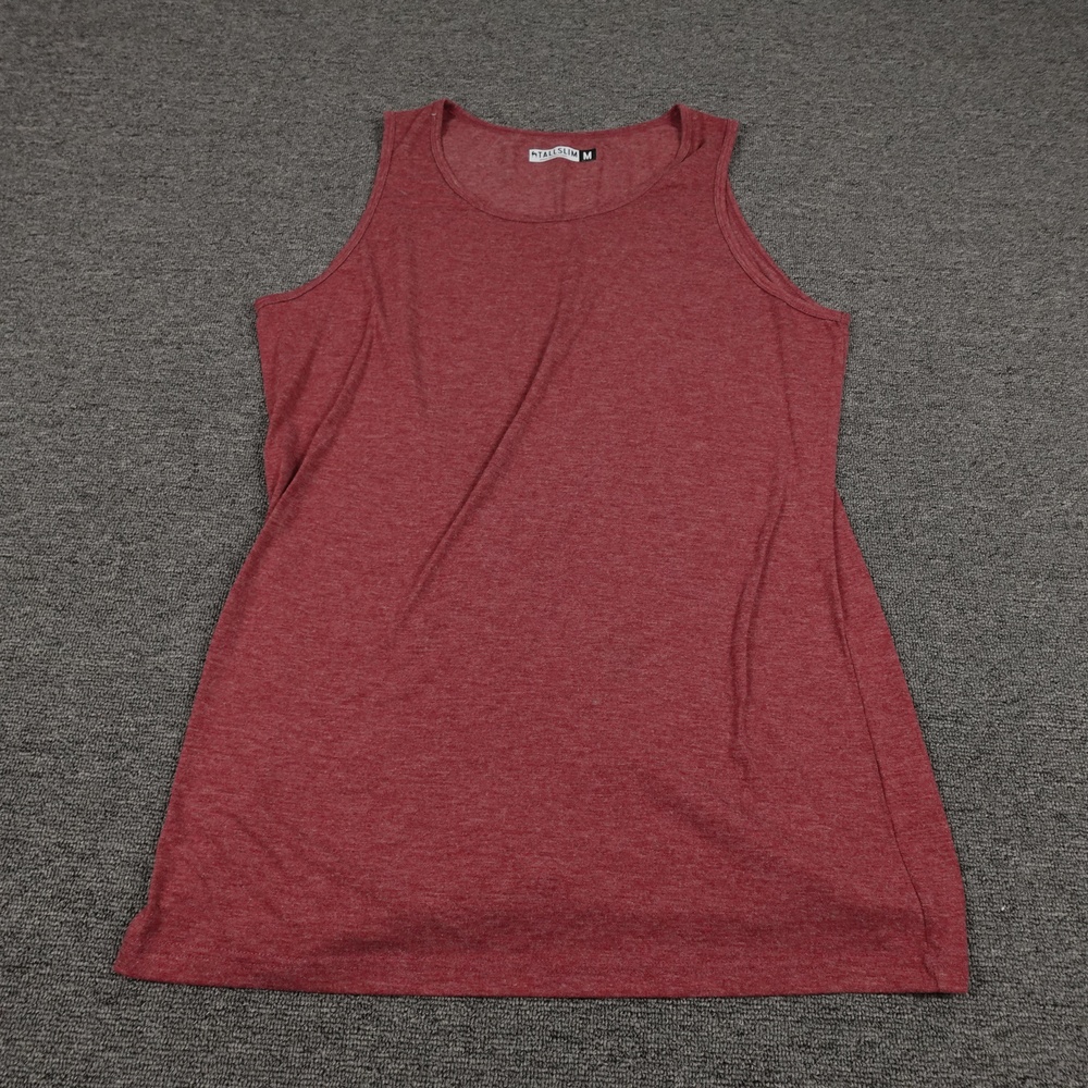 TallSlim Shirt Mens Medium Red Sleeveless Tank Tee Lightweight Casual Jersey